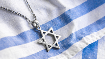 Star of David on a blue and white background